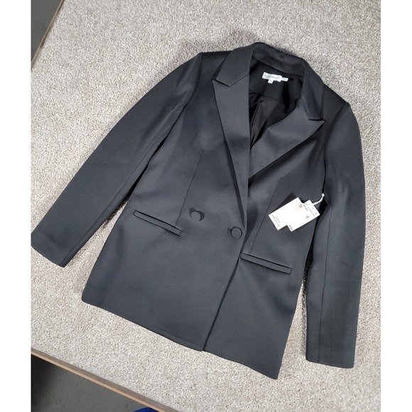 Good American Jackets & Blazers - NWT Good American Scuba Blazer Jacket Black Size 1 Womens Collared Long Sleeve